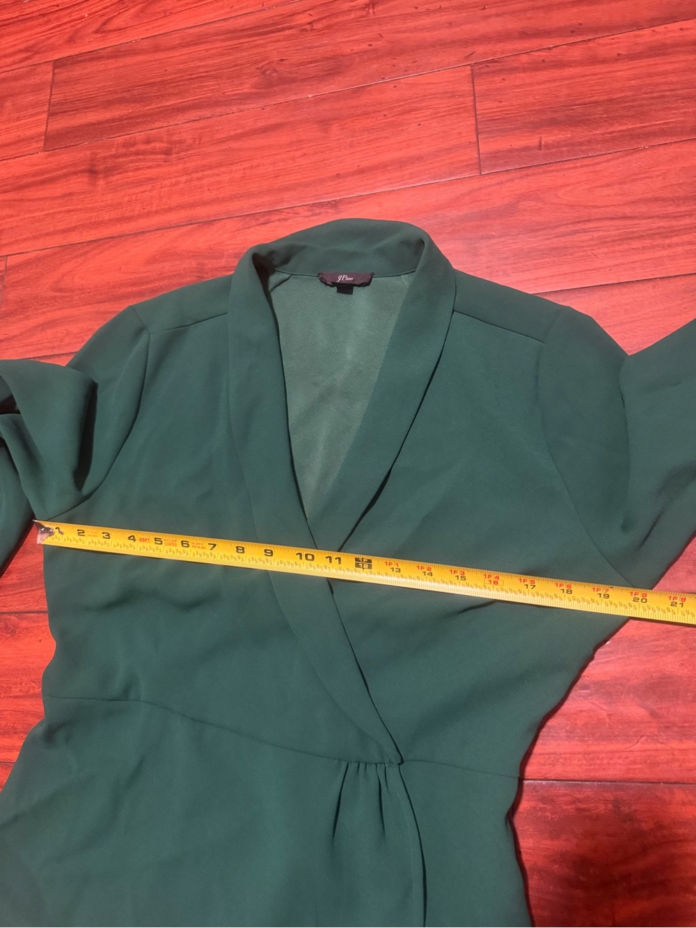 J. Crew Emerald Green Wrap Blouse - Picture 5 of 10